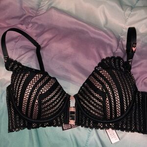 Victoria's Secret Black and Pink Lace Bra